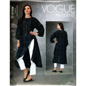 Vogue V1739 Misses L to XL Side Slit Long Tunic and Pants UNCUT Sewing Pattern